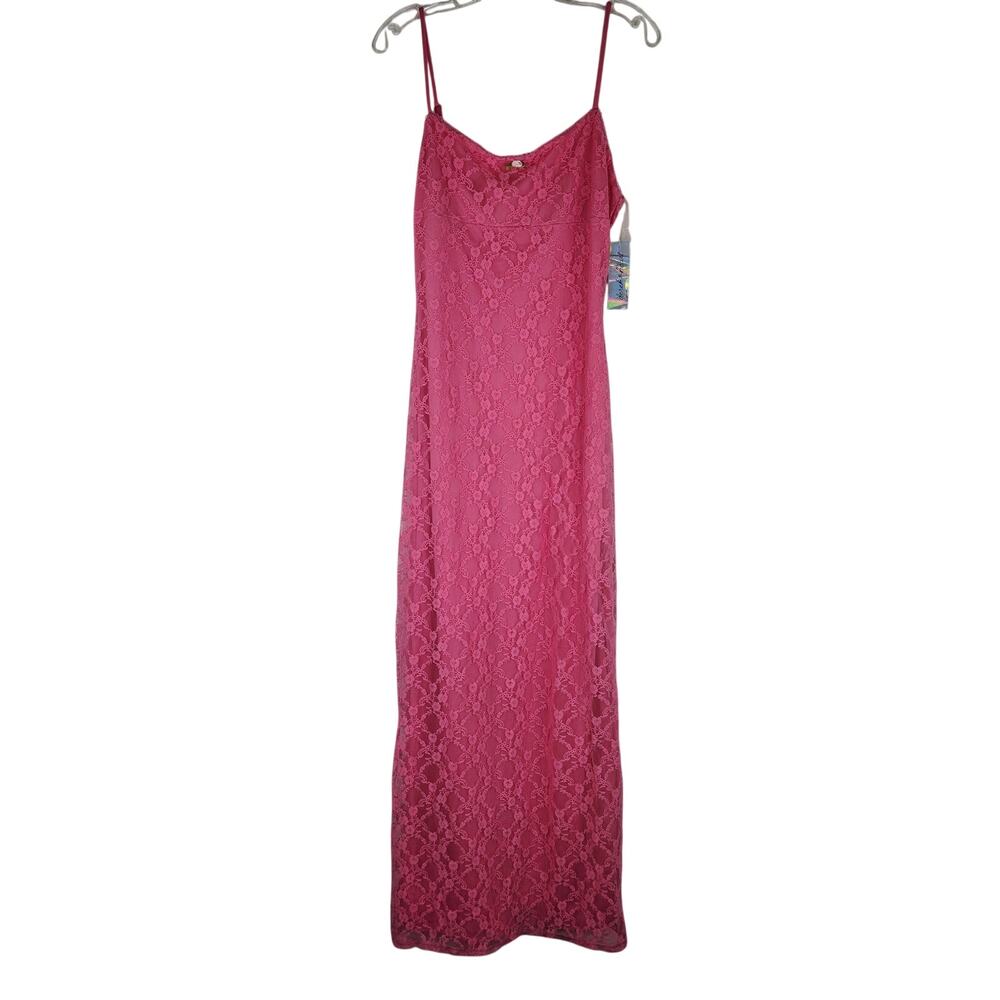 Derek Heart Pink Lace Maxi Dress Women's XL 90s Y2K Homecoming Batchelor Party